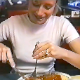 This was the second dine & dump type video ever recorded in the poop movie industry, coining the term, "Dine & Dump". This fascinating video shows poop pioneer, Brittanie eating a meal, then later pooping it out! About 4 minutes.